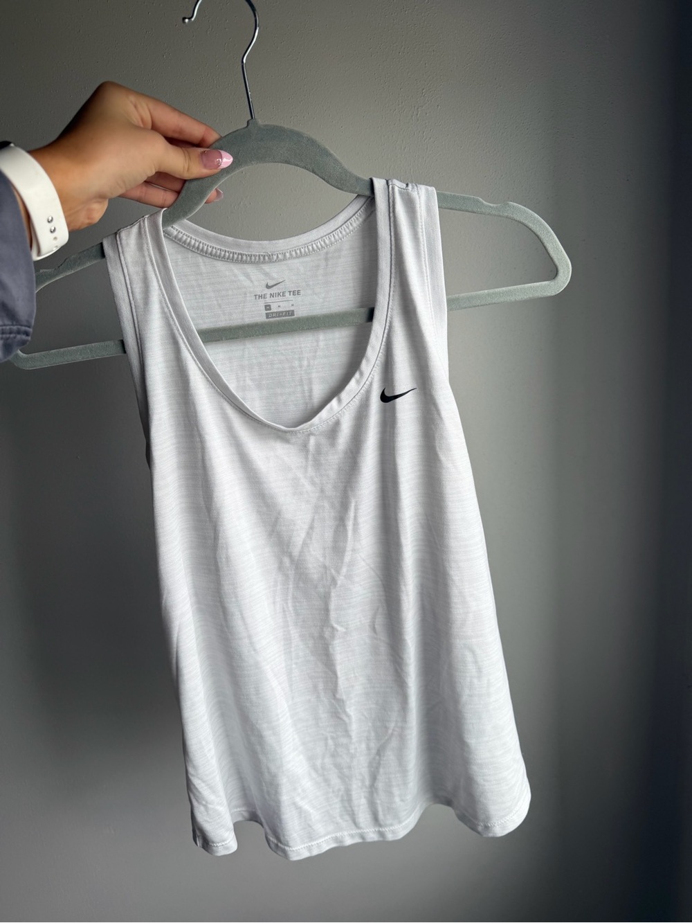 Nike White Tank Top with Black Swoosh